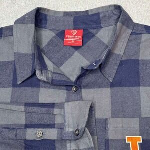 Colosseum Fighting Illini Ellis Plaid Navy Grey Full Button Shirt Women's SZ‎ XL